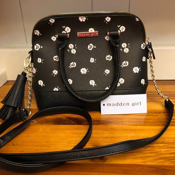Madden Girl Handbags - NWOT Madden Girl Black Floral Dome Purse